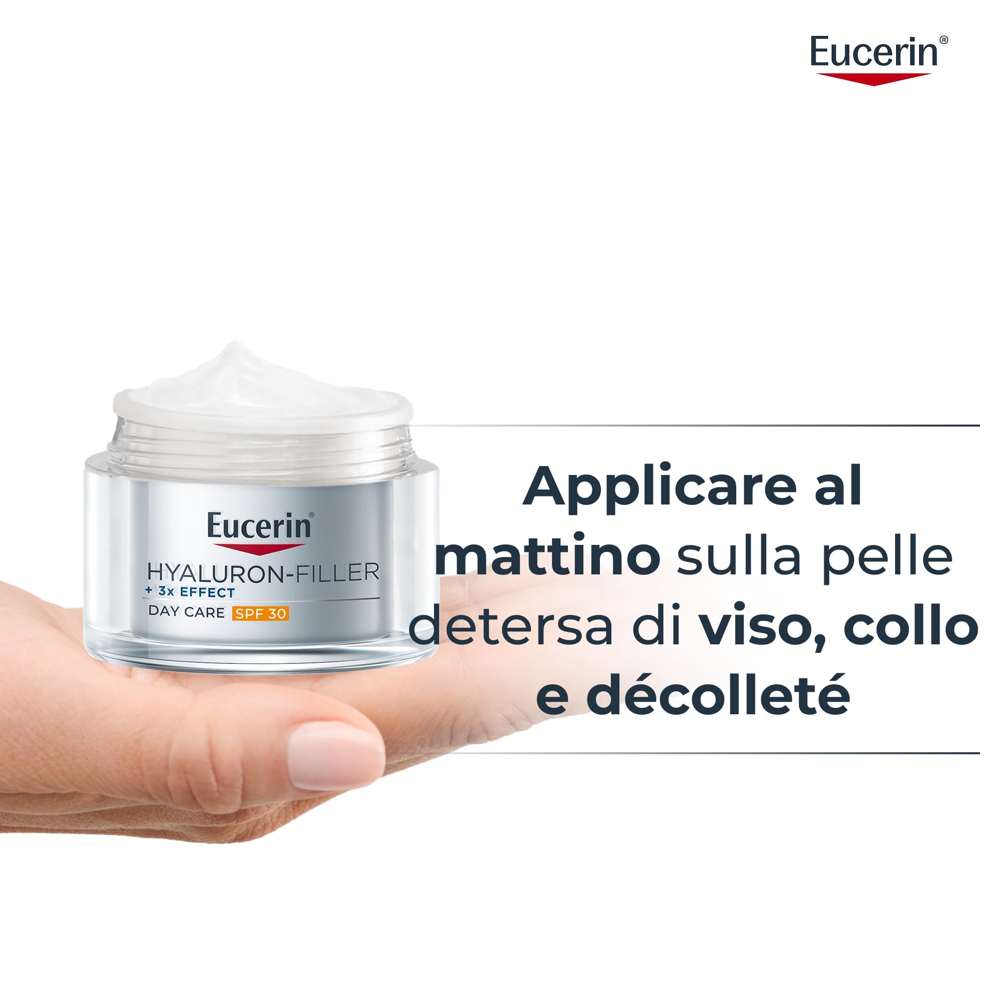 Eucerin Hyaluron-Filler Crema Giorno SPF 30 50 ml, Crema viso antirughe e idratante, Formula con Acido Ialuronico per una pelle ringiovanita adatta per tutti i tipi di pelle