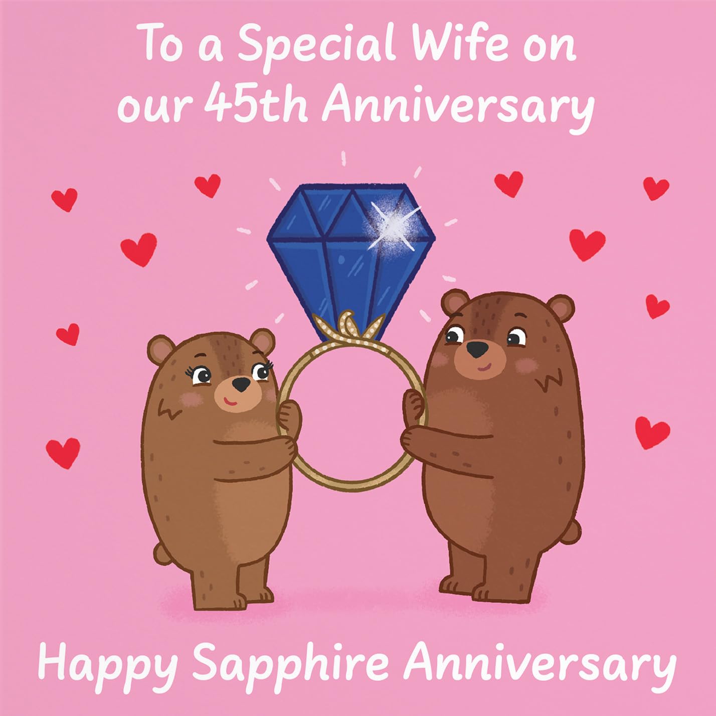 Hunts England - Wife 45th Anniversary Card - Sapphire Anniversary - 45 Years - Cute Fun Bears Card - Love Story Collection - Image 2