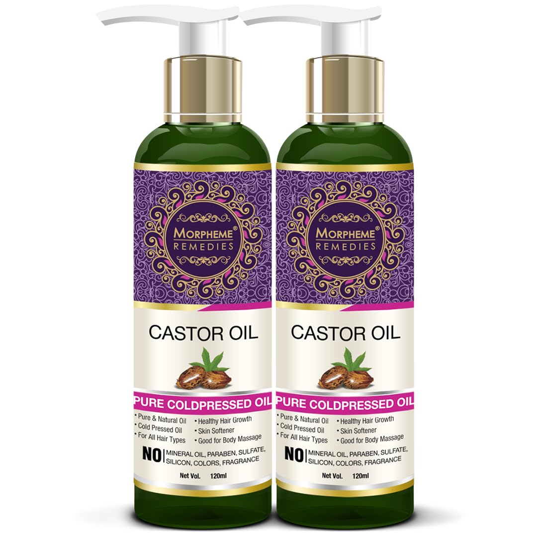 Morpheme Remedies Pure Cold Pressed Castor Oil For Hair & Skin Care, 120ml - Pack of 2