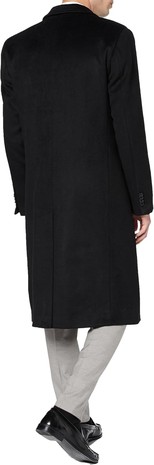 Mens Black Overcoat Wool & Cashmere Warm Winter Mod Coat Black Lining Jacket - Image 3