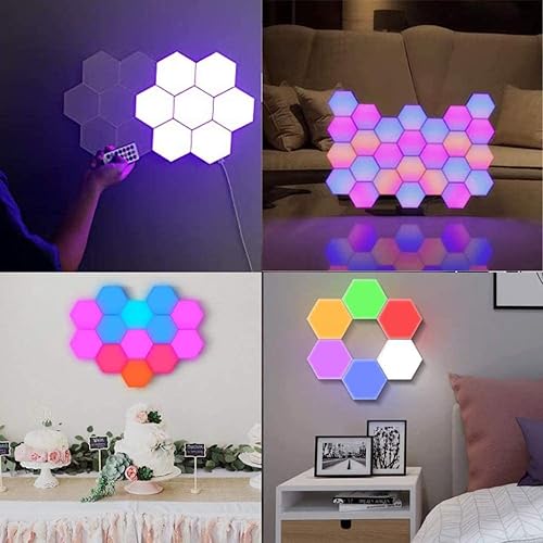 Miniatura 2 de QFFL Paneles de luz LED inteligentes LED de noche, modular, sensible al tacto, lámpara de noche con control remoto, regulable, color RGB para