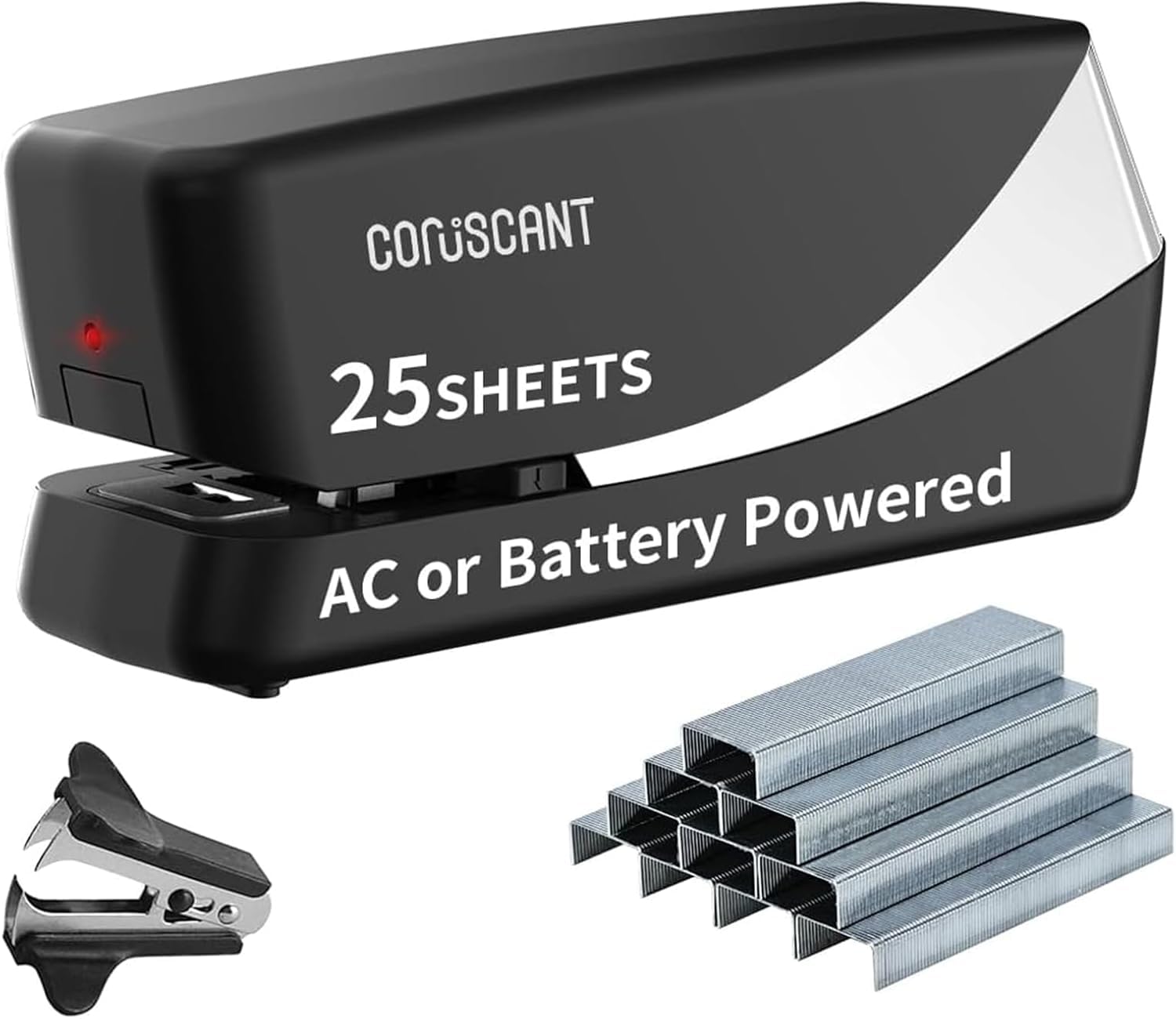 Coruscant Electric Stapler, Automatic Stapler, Heavy Duty，25 Sheet, Store 210 Staples，Includes 2000 Staples and 1 Staple Remover. Electric Desktop AC or Battery Powered for Home/Office Use