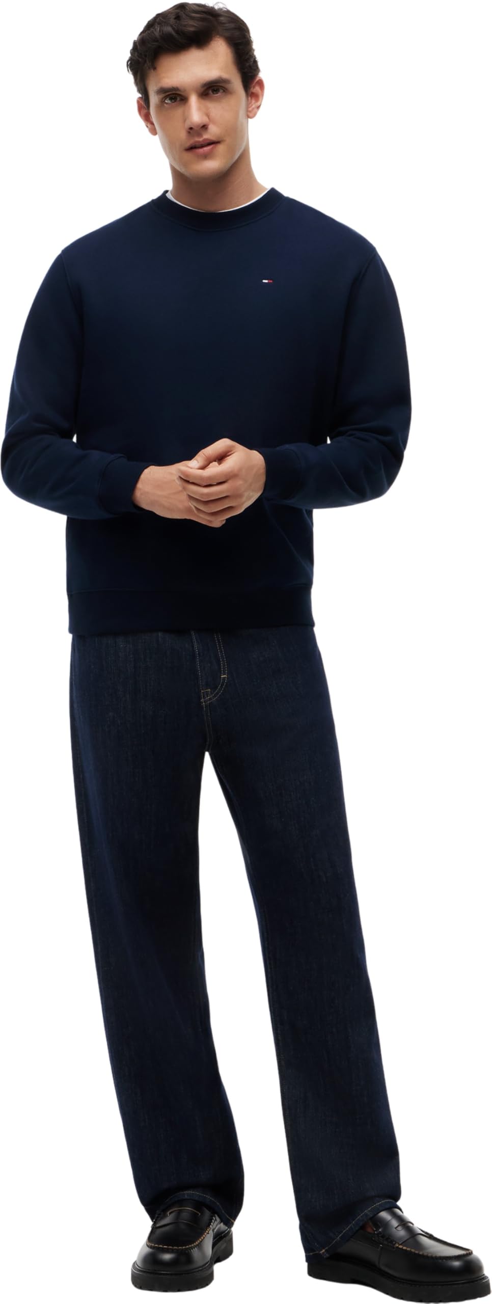 Tommy Jeans Uomo Felpa Regular Fit Flag Fleece Scollo Rotondo