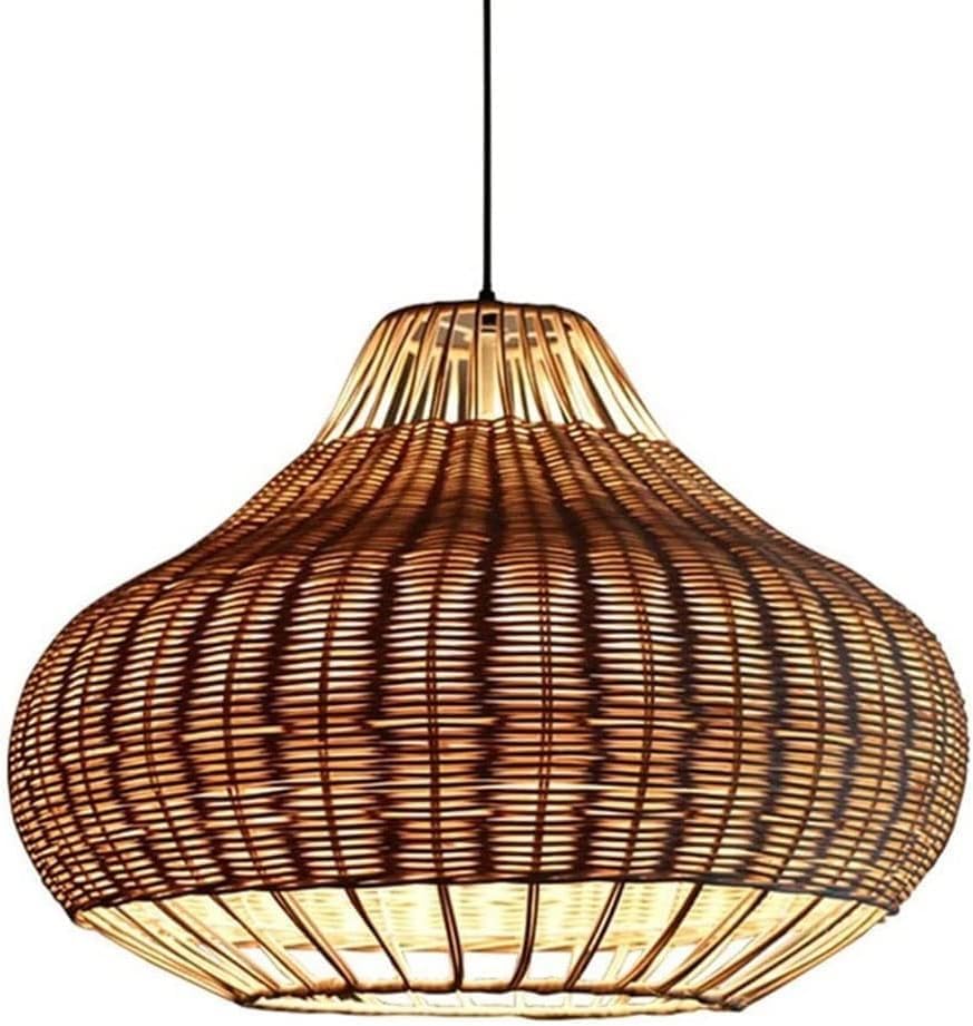 Suspension en rotin et lustre LED rustique pour escalier d'entrée chic