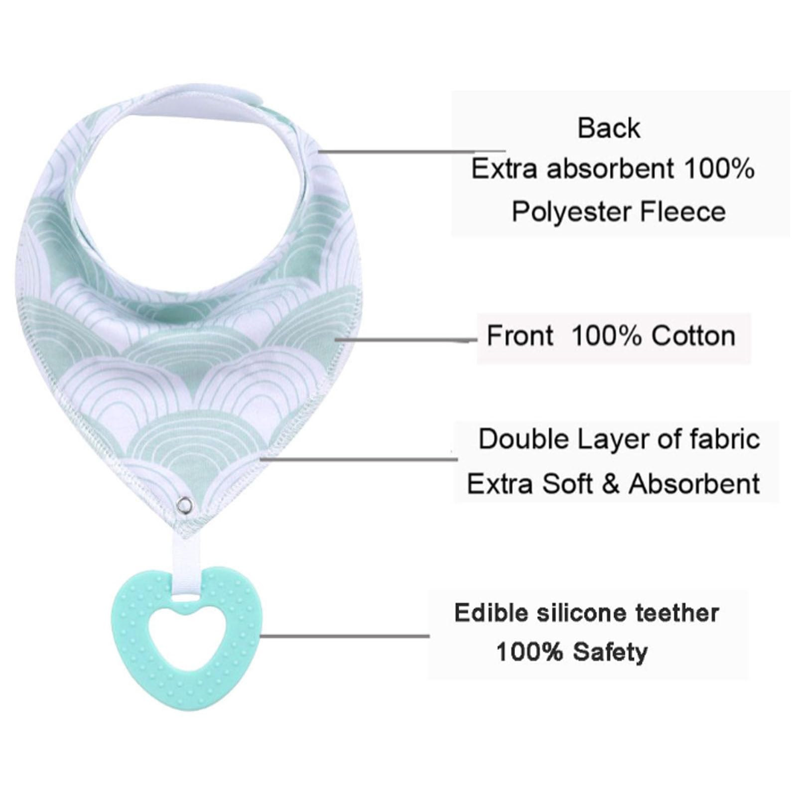 Oaygat 4 Pack Baby Bandana Dribble Drool Bibs Baby Teething Bibs with Teether Toddlers Teething Toy with Snaps Super Soft and Absorbent Bib Newborn Triangle Bib for Boys Girls Unisex Infant Toddlers - Image 2