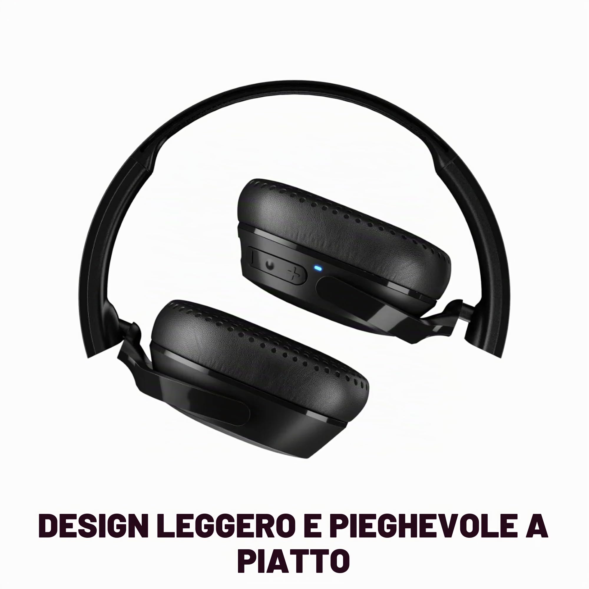 Skullcandy Riff 2 Cuffie Wireless On-Ear con Microfono, 34 Ore di Autonomia, Compatibili con iPhone, Android e Dispositivi Bluetooth - Nero