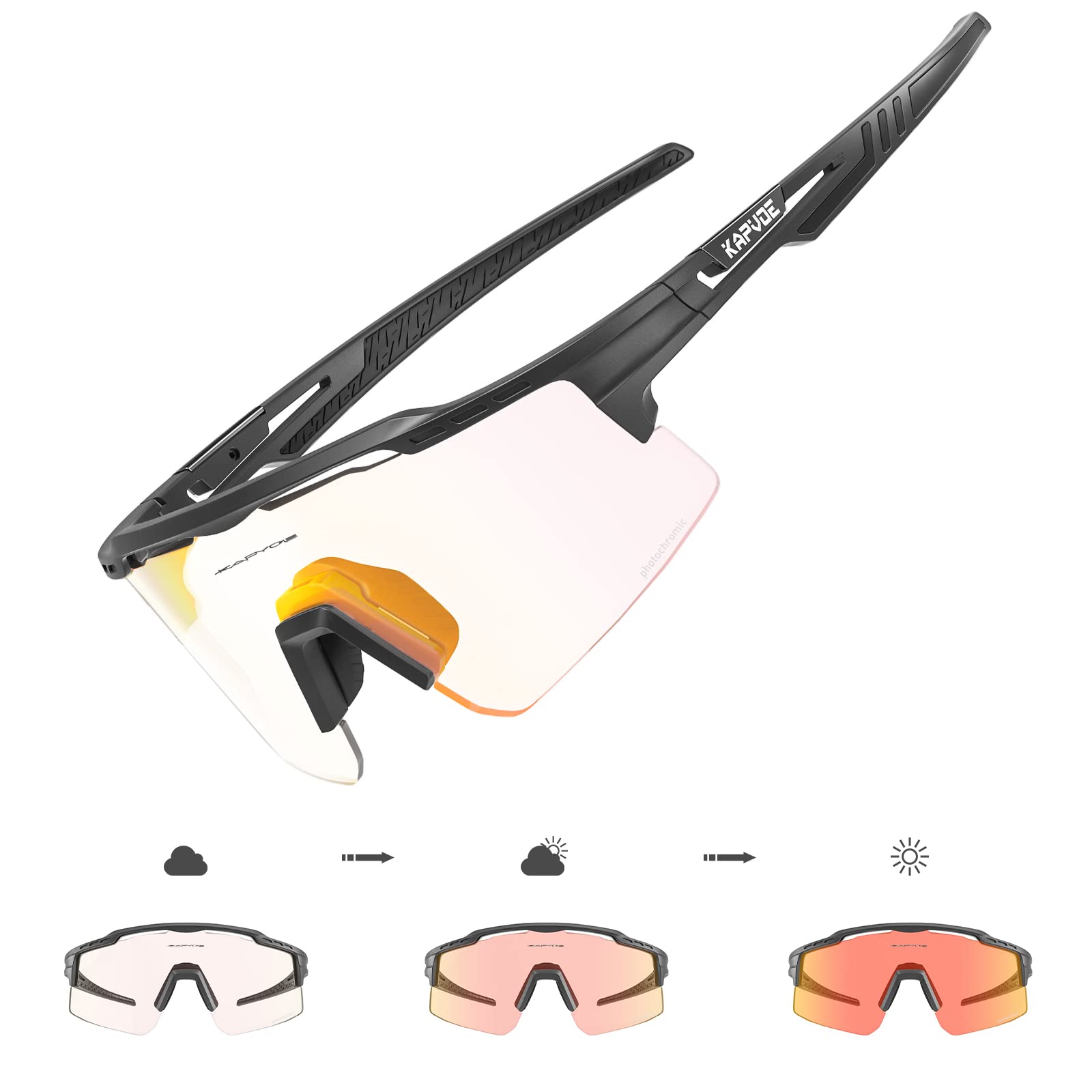 KAPVOE Fotocromáticas Gafas de Ciclismo Protección UV400 Transparente Gafas de Sol Deportivas Mujeres Hombres