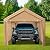PHI VILLA 10x20 ft Heavy Duty Carport Car Canopy Garage Extra Storage Shelter Boat Party Tents Shed with Removable Sidewalls and Doors, Beige