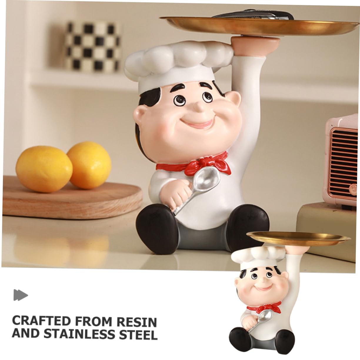 OUNONA Portaoggetti a Forma di Chef in Resina Bianca per Cucina, Decorazione per Casa, Utenza per Borse e Trucchi
