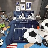 Picture of Erosebridal Boys Football King Comforter Set with Sheets 7 Piece,Soccer Sports Bedding Sets for Boys Room Decor,Navy Blue Football Bed in a Bag with Fitted Sheet,Flat Sheet,Pillowcases & Shams