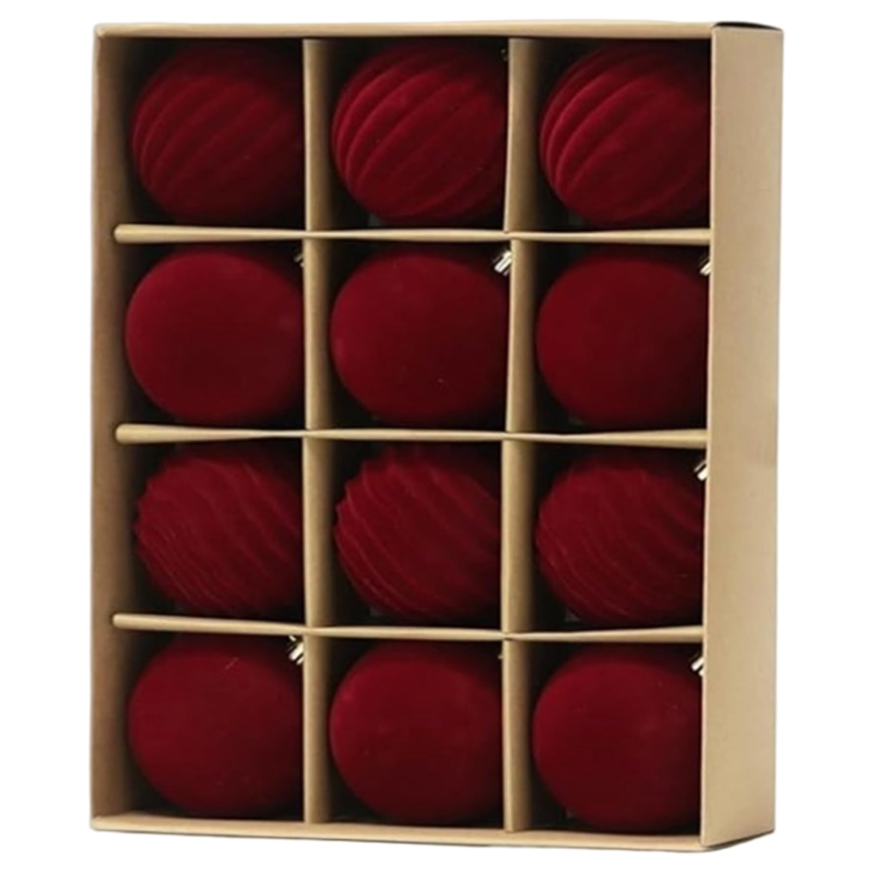 Boules de Noël en velours claret x12 de 3,2 pouces pour la décoration de sapin festif