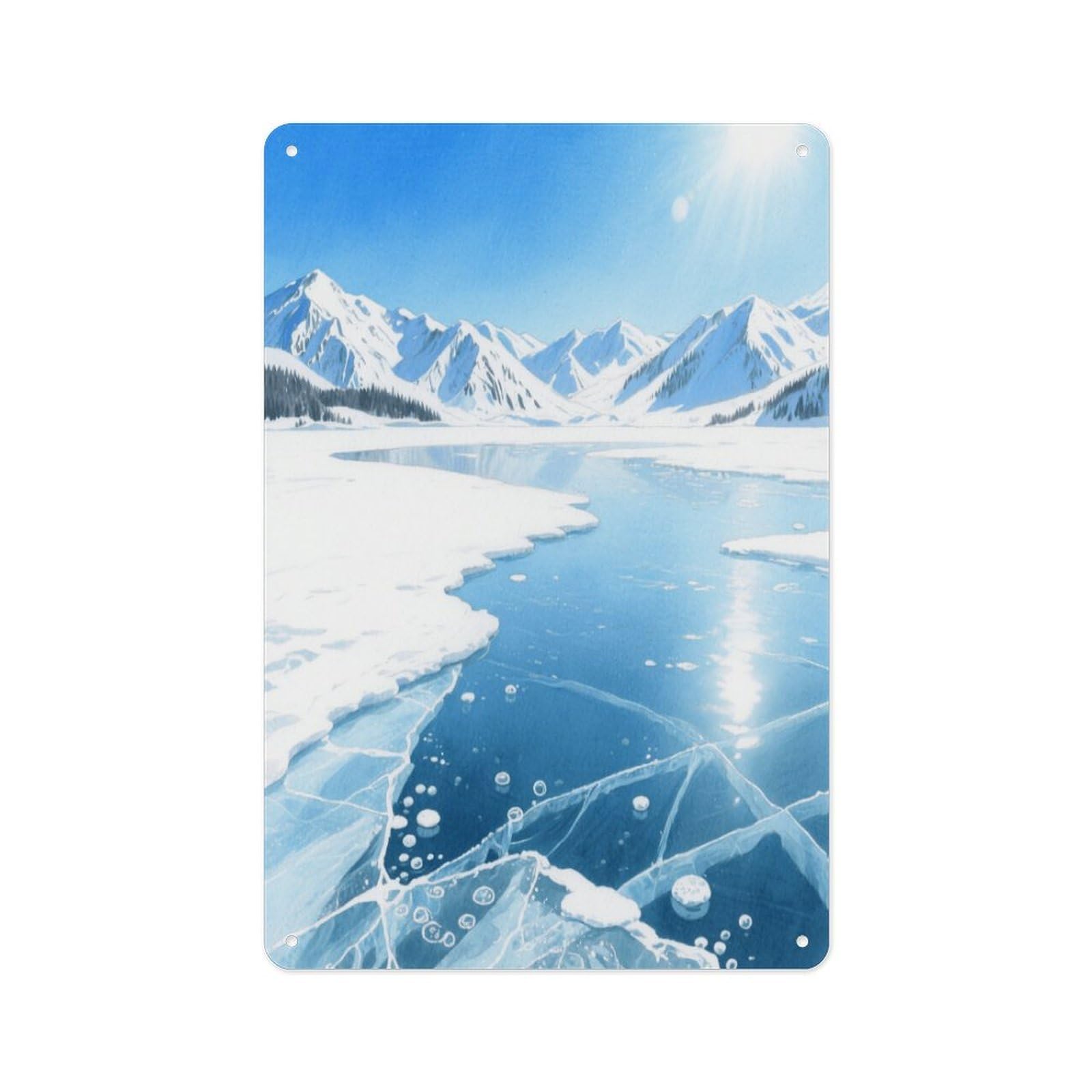 Fekiloot Style Ice Lake And Snow Mountain Wall Decor Metal Signs Tin Signs Poster