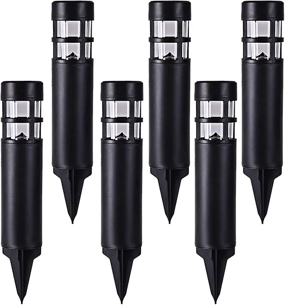 SUNWIND Solar Garden Lights Outdoor LED Bollard Solar Powered Path Lighting for Patio Pathway Backyard Lawn Landscaping (Black-6 Pack)