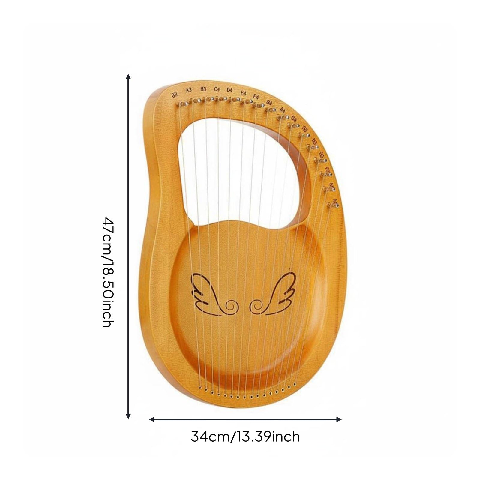 Arpa Lira Strumento a Corde Tavola Arpa Portatile in Legno Corde in Acciaio Suono Pulito Facilita l'Apprendimento con Note Incise Forma Ergonomica, 16-String, Tavola In Legno