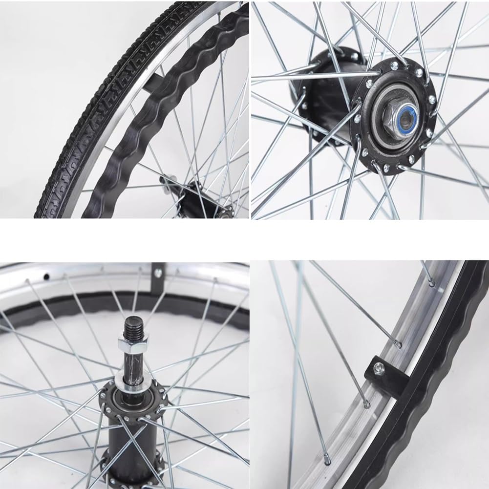 Générique Roue Arrière de Remplacement pour Fauteuil Roulant de 24 Pouces, Pneu Solide 24x1 3/8, Moyeu en Alliage D'aluminium pour Fauteuil Roulant Manuel