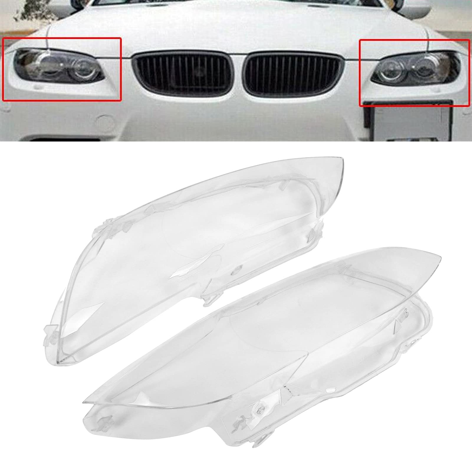 Lente del Faro, Coppia di Lenti del Faro Sinistro Destro 63117182517 63117182518 Adatto per E92 E93 M3 328i 335i 06‑09