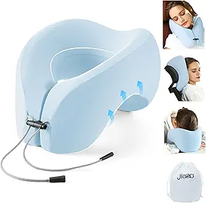Neck Pillow for Traveling, 360o Ergonomic Design Memory Foam Travel Pillow, Travel Bag Included, U Shaped Neck Support for Side, Stomach and Back Sleepers