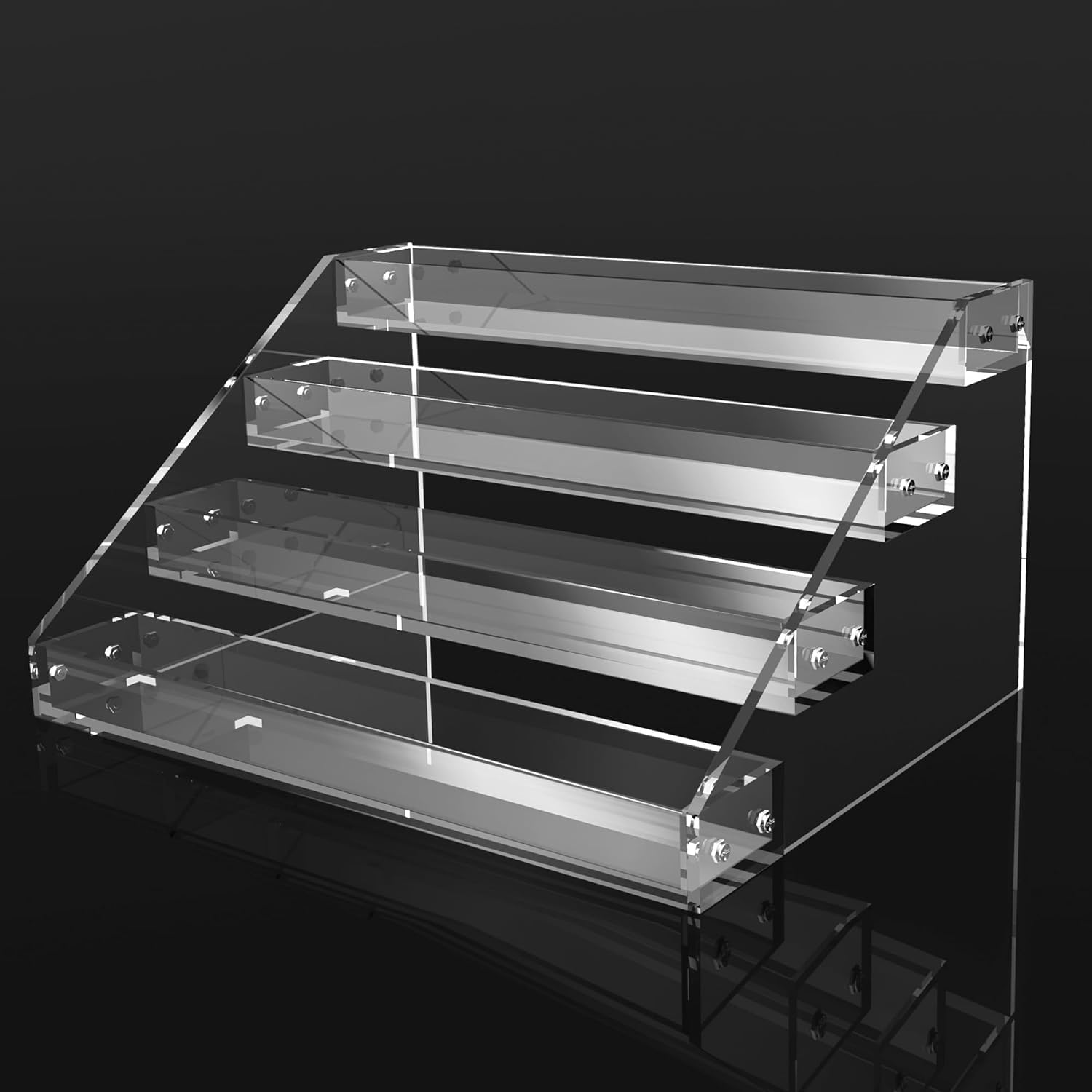 Acrylic Riser, 12" Clear Acrylic Display Shelves, 4-Tier Perfume Organizer, Sturdy and Stable for Tabletop, Collectibles