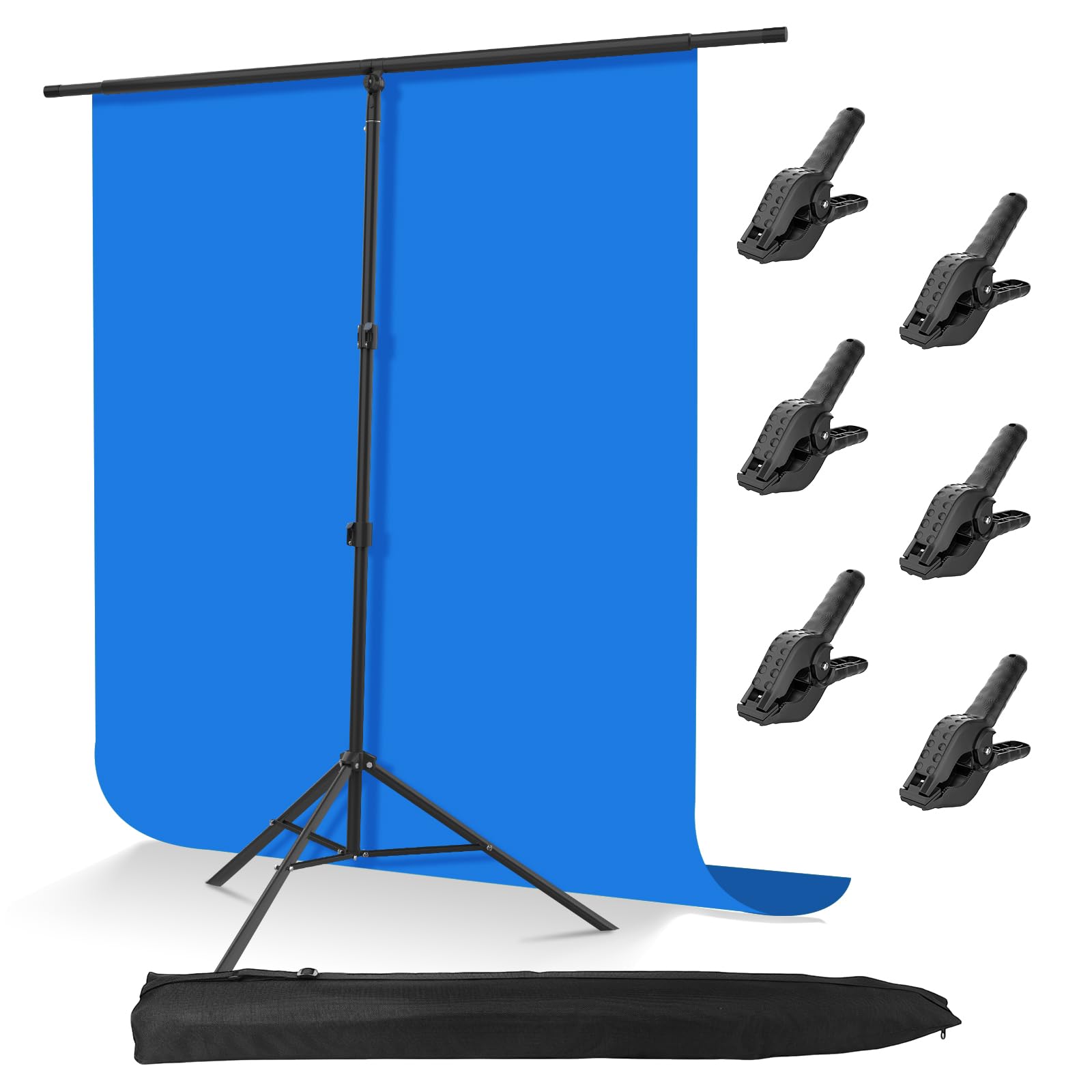 8.5x6.5ft T-Shaped Backdrop Stand Kit, Adjustable Background Tripod Holder, Ultra-Long Crossbar with 6 Spring Clamps, Portable Back Drop Support for Party, Wedding, Banner, Photography and Decoration