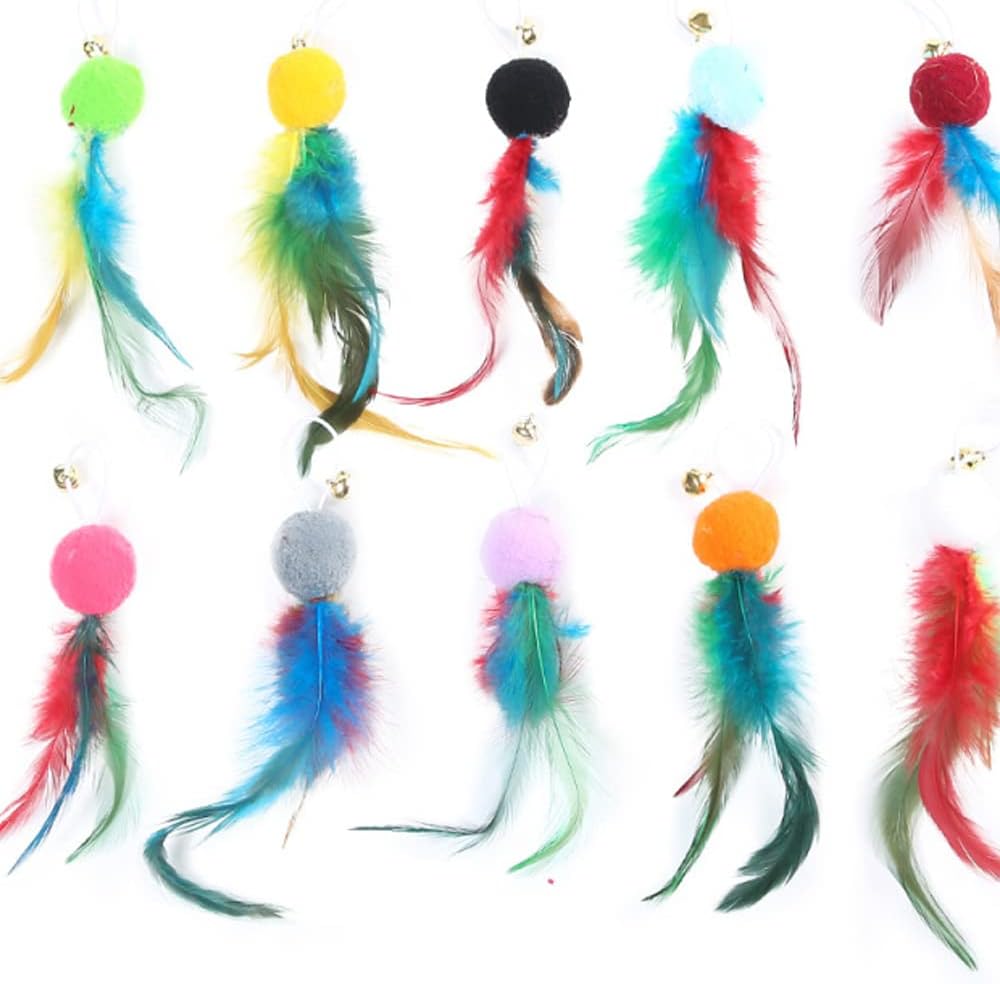 ZZJBGS Cat toys，10 Pieces Cat Feather Toys Natural Bird