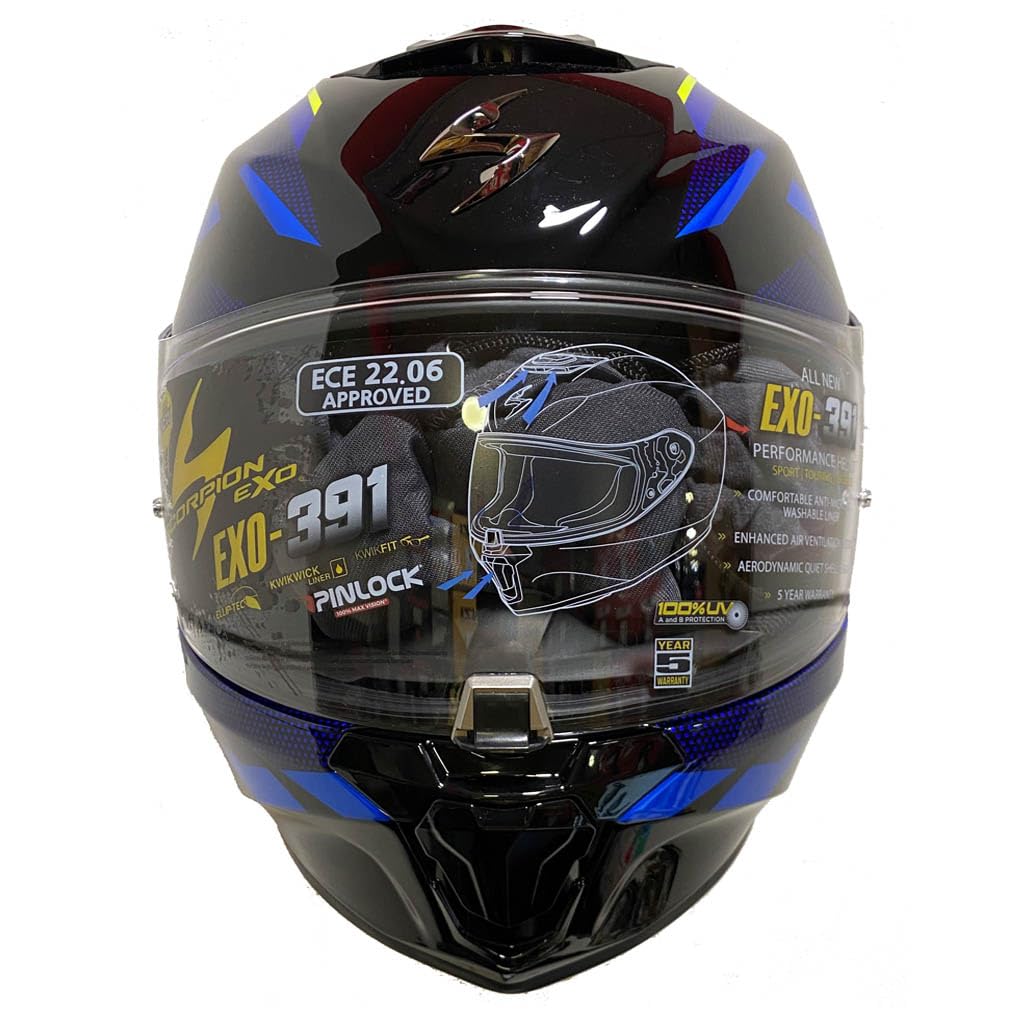 Scorpion Exo-391 Aaxo Azul | Casco de Moto Integral Unisex Hombre y Mujer Homologado ECE 22.06