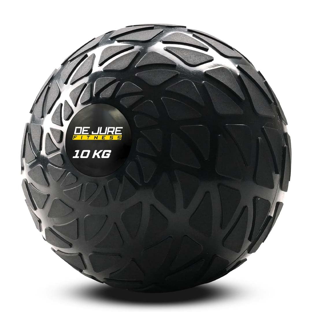 DE JURE FITNESS Premium Slam Ball 7" Diameter – 10 KG Weighted Medicine Ball – No Bounce – Textured Grip – Strength Training, Crossfit, Power & Core Workout Ball for Home Gym - 10 KG