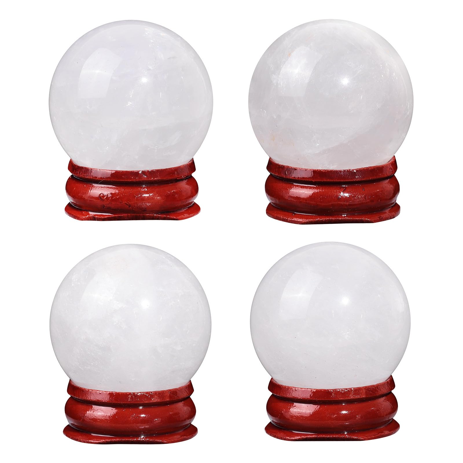 Nupuyai Natural Rock Crystal Ball with Wooden Stand - Image 3