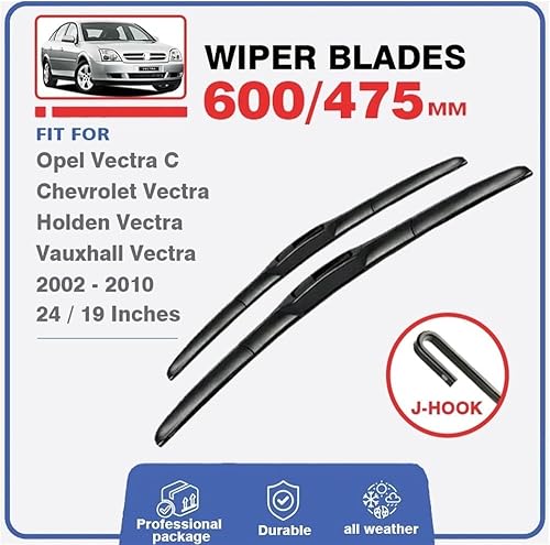 Miniatura 2 de Escobilla de limpiaparabrisas de automóvil compatible con Chevrolet Holden Opel Vectra C de 24 + 19 pulgadas, 2002-2010, compatible con brazos de