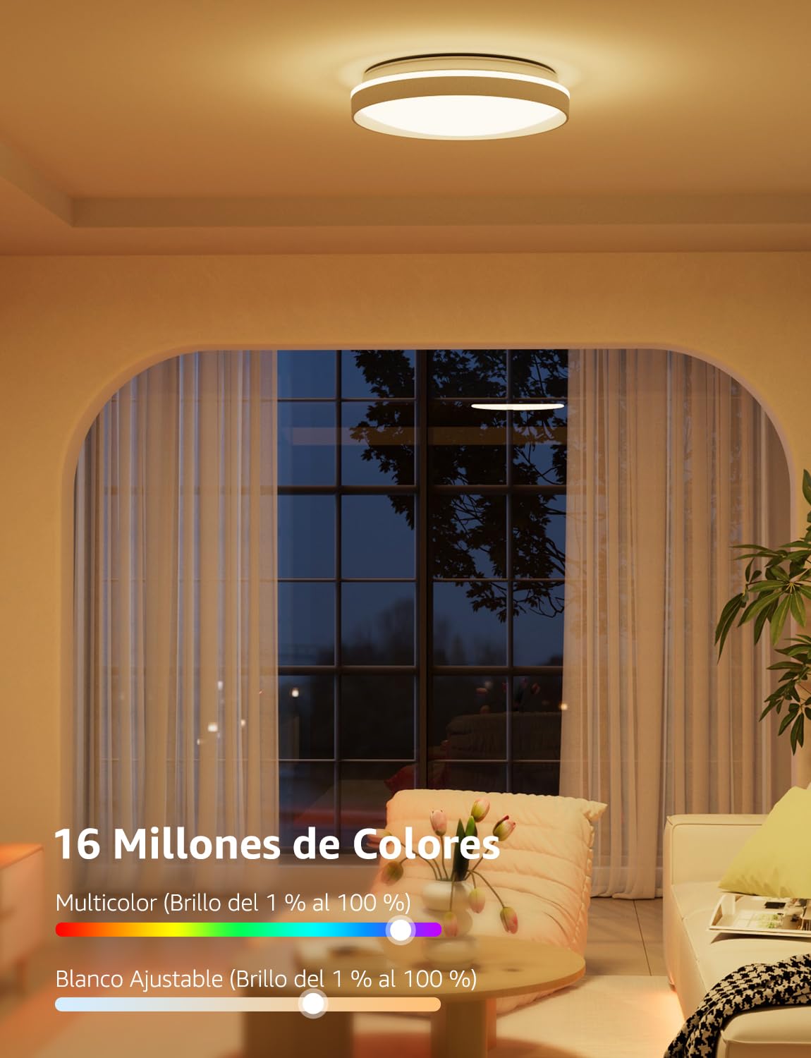 Lepro T1 AI Plafón LED Techo Inteligente, Lámpara Techo 24W 1800LM, Luz RGB y Blanca Regulable, Control de Voz, Sync Música, Funciona con Alexa, Google Home, Diseñador de Iluminación AI Personalizado