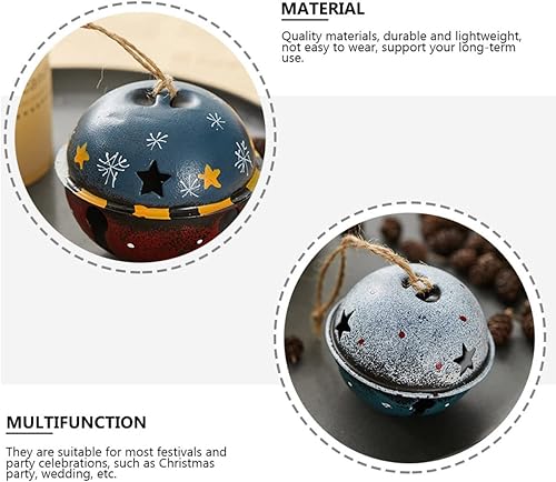 Miniatura 9 de Didiseaon Campanas de hierro forjado de Navidad, campanas de trineo de cascabel, campanas rojas, colgante, campanas de árbol de Navidad, adornos de