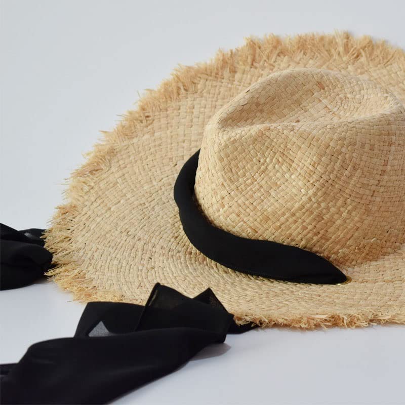 Sombreros de Rafia para Mujer Verano Correas de ala Ancha Sombreros para el Sol Sombreros de Playa