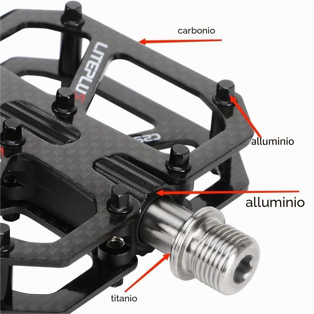 Pedali Mountain Bike Asse Titanio Bicicletta Pedale In Carbonio Antiscivolo Leggero 3 Cuscinetti Pedali Della Bicicletta 9/16 "BMX Bici Da Strada Pedale Piatto