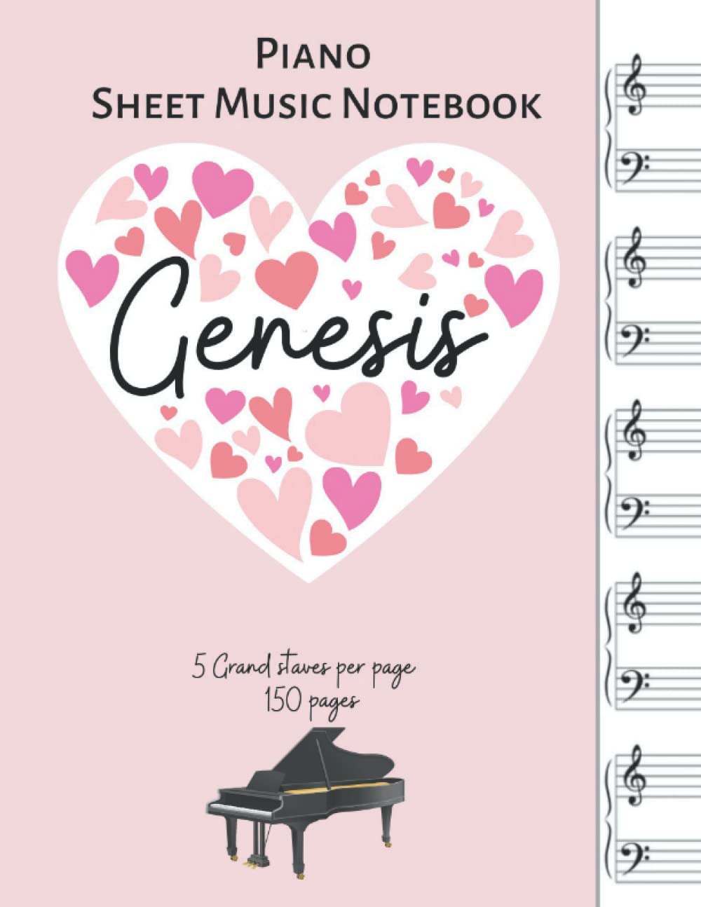 Partition vierge Genesis 150 pages à 5 grandes portées pour apprentissage piano