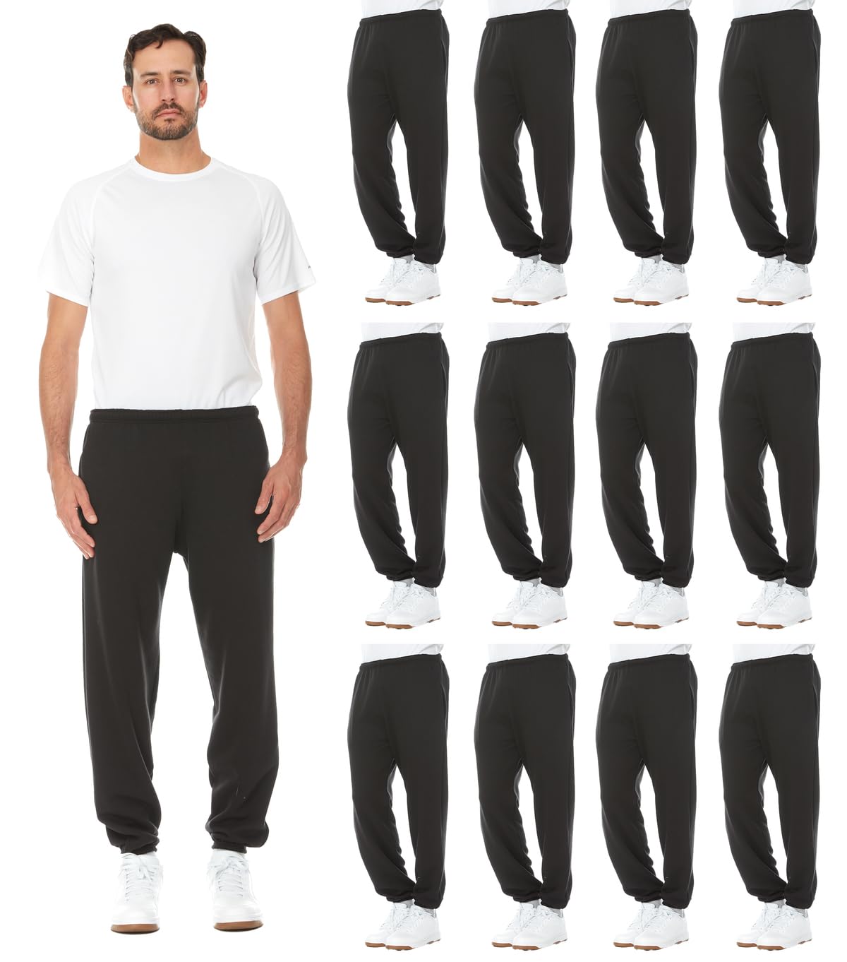 BILLIONHATS 12 Pack of Wholesale Mens Jogger Sweatpants Homeless Shelter Donation Case Comfy Bulk Joggers for Men