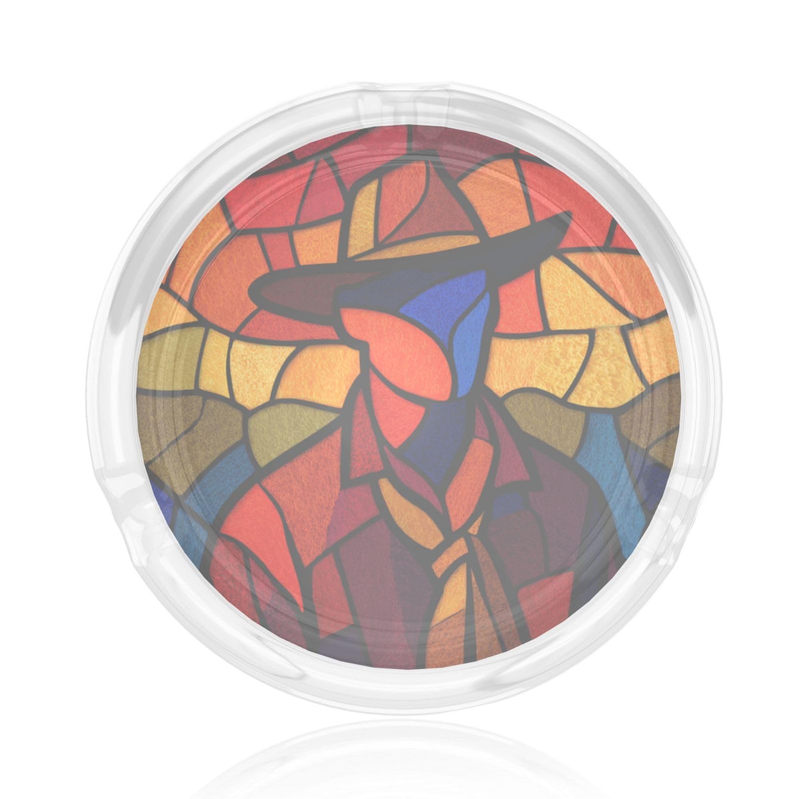 Stained Glass Cowboy Simple Glass Ashtray For Cigarettes Ash Trays Case For Home Office Decor