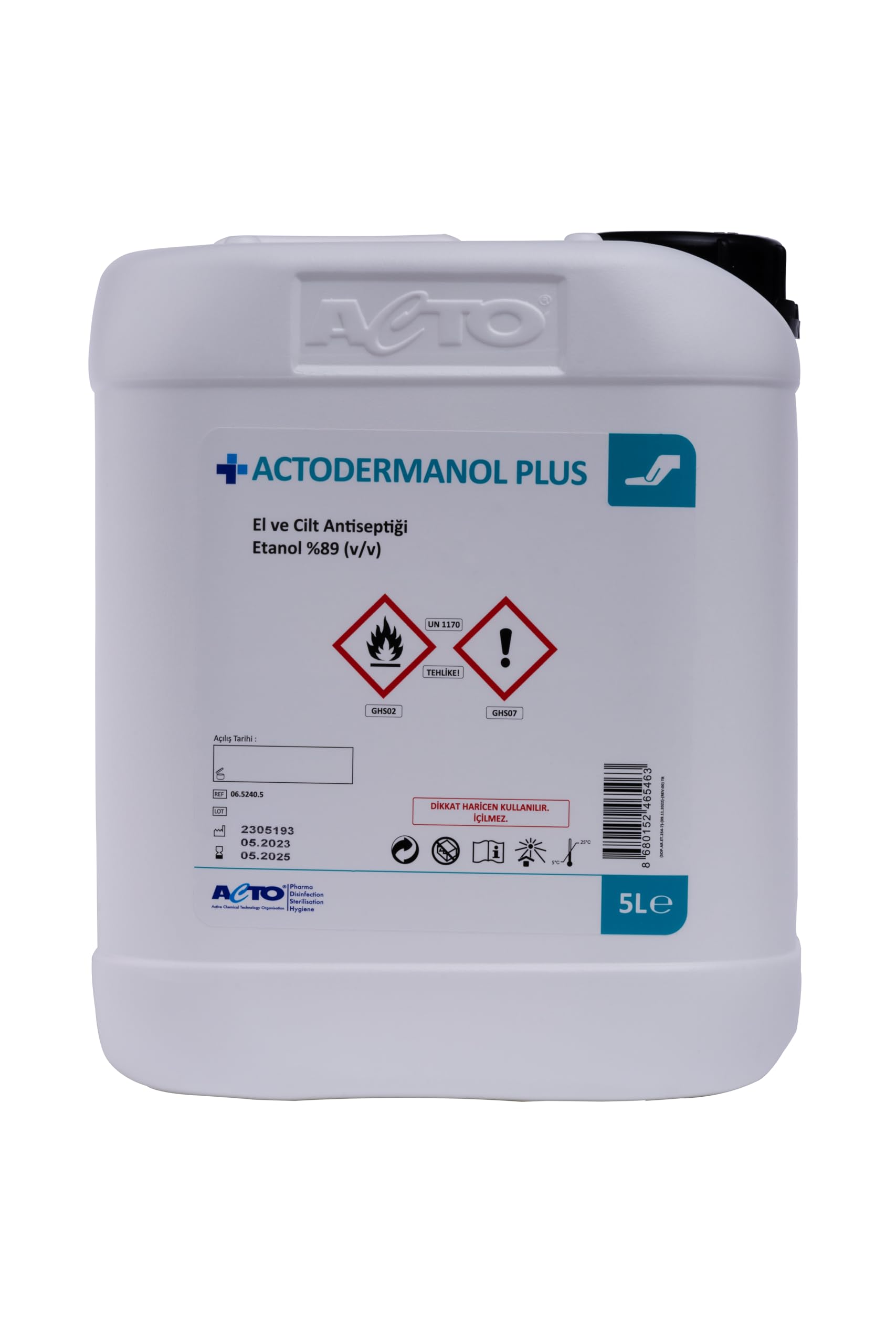 ACTODERMANOL® PLUS 1L – El ve Cilt Antiseptiği |%89 Etanol (v/v) İçerikli Hızlı Etkili Dezenfektan | Zararlı Mikroorganizmalara Karşı Etkin Koruma | Cilt Dostu, Hızlı Kuruyan Formül