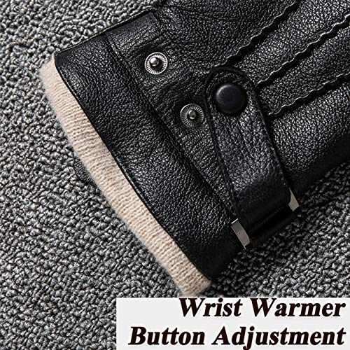 Mens Genuine Leather Gloves Winter - Acdyion Touchscreen Cashmere/Wool Lined Warm Dress Driving Gloves (Black/Cashmere, X-large) - Thumbnail 2