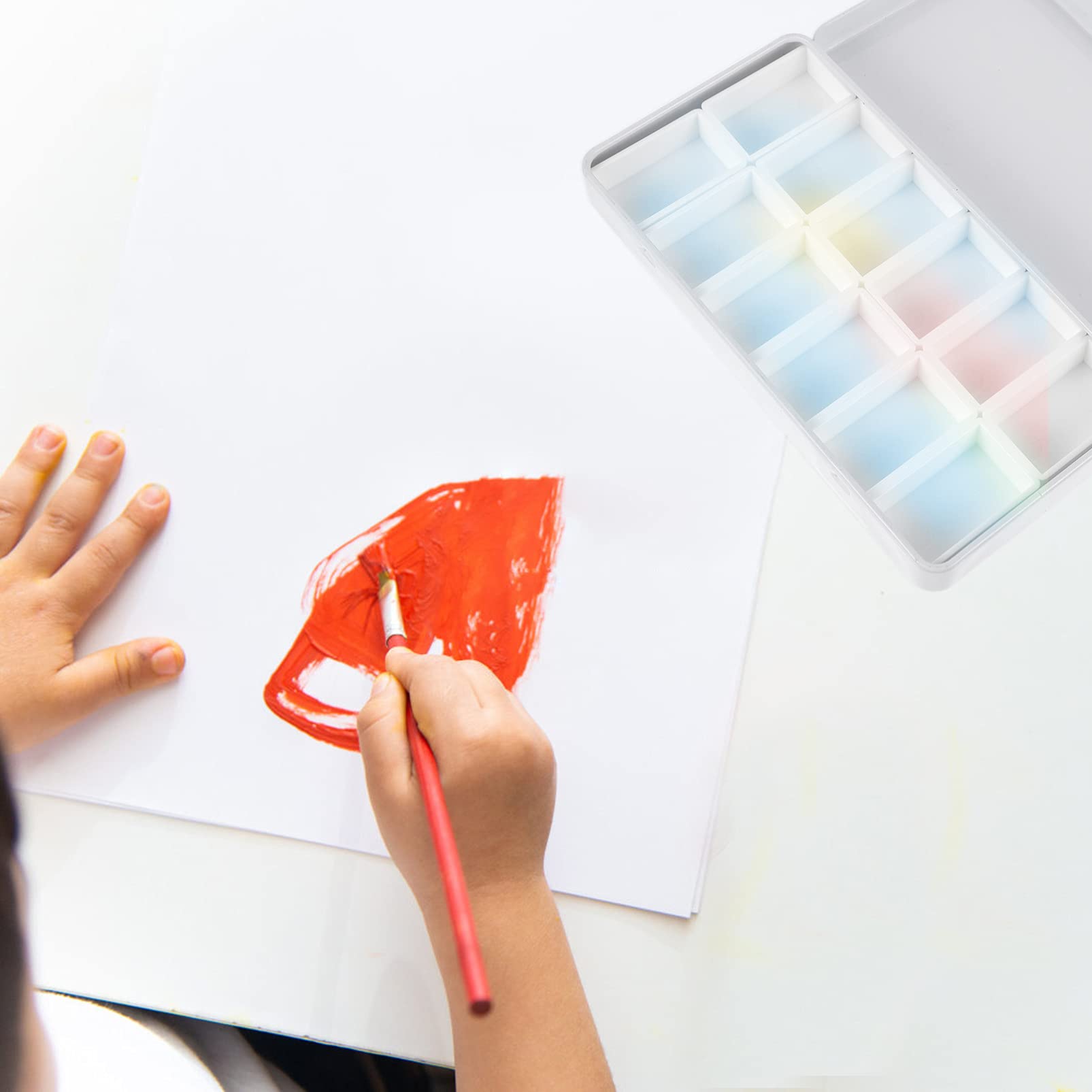 BATLAM Paleta de latas de Acuarela, Caja de Paleta de Pintura, 24 paletas de Acuarela herméticas a Prueba de Fugas de 1 ml para Acuarela, Gouache, Pintura acrílica, Blanco (Blanco 4)