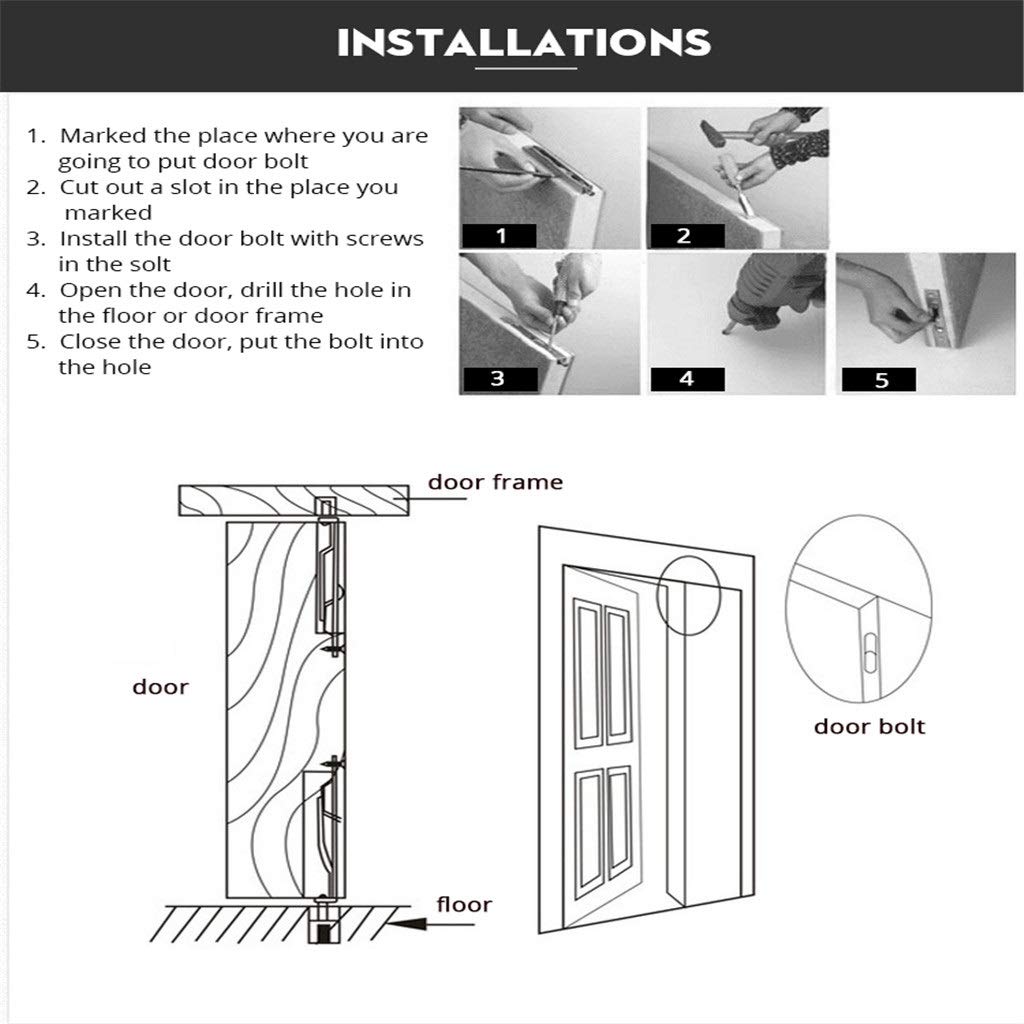 Perno De Puerta Oculto De Acero Inoxidable Pestillo De Puerta De Seguridad Pestillo De Puerta Corrediza De 6 Pulgadas Perno De Baño Herrajes A Prueba De Polvo (Color : 3-Pack)