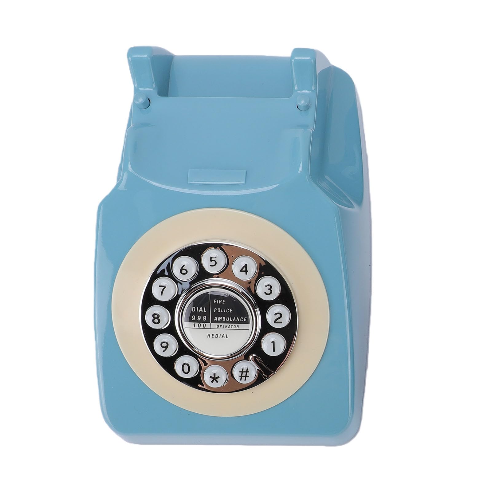 Asixxsix Telefon Stacjonarny w Stylu Retro, Przewodowy Telefon Stacjonarny z Przyciskami Ponownego Wybierania, Zabytkowe, Staromodne Telefony Stacjonarne z Przyciskiem Wybierania do (BLUE)