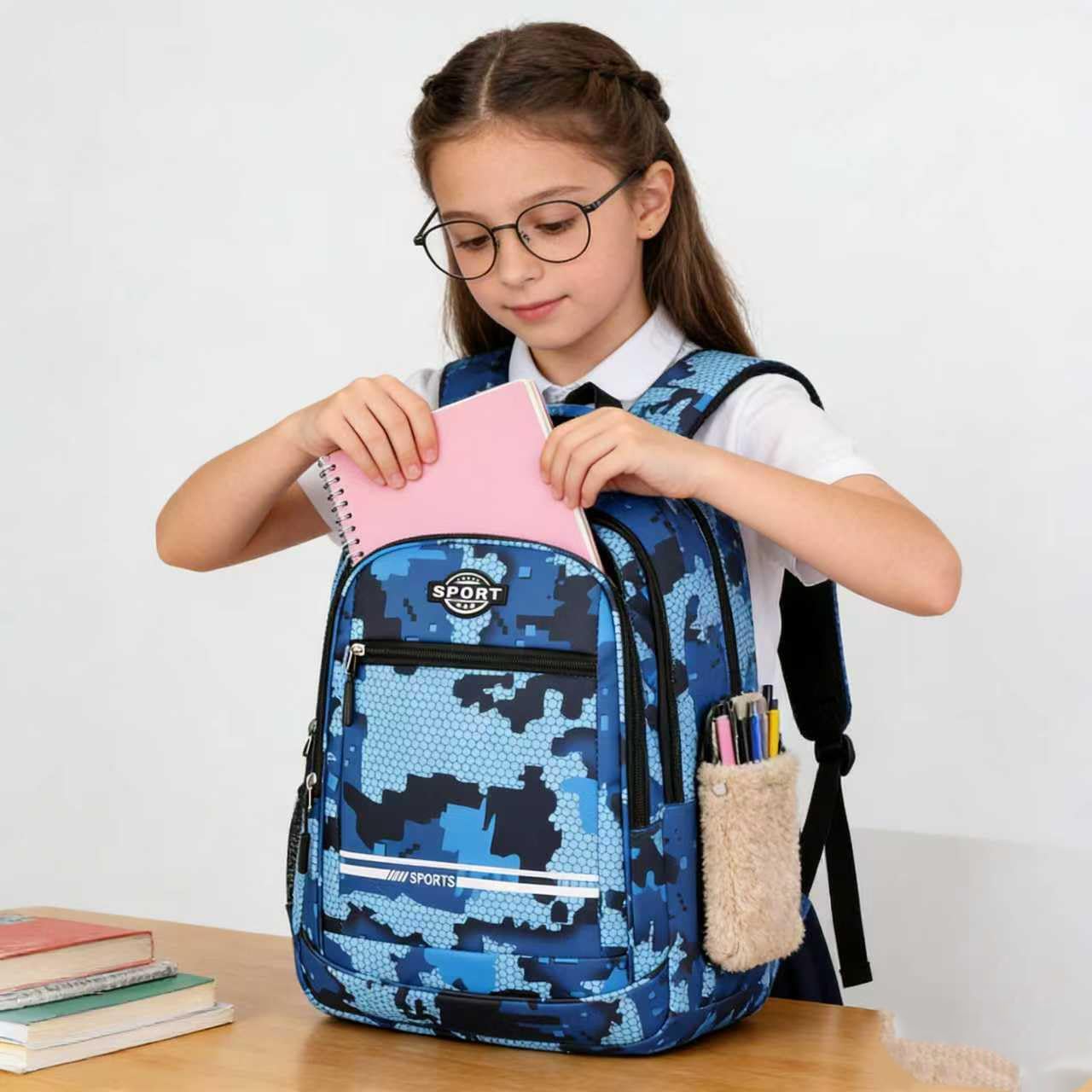 Blue Boy's schoolbag Teenage Middle School Students Bookbag Big Student Laptop Backpack For College Women Middle High School Teen Girls Bookbag Travel Daypack