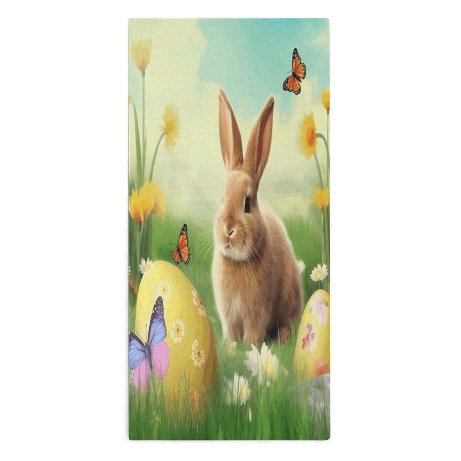 Fodpand Style Easter Bunny Spring Butterfly Microfiber Towels, Decorative Bath Towel Soft & Lightweight, Hand Towels Multipurpose Use For Bathroom, Pool, Gym, Spa, And Hotel Use