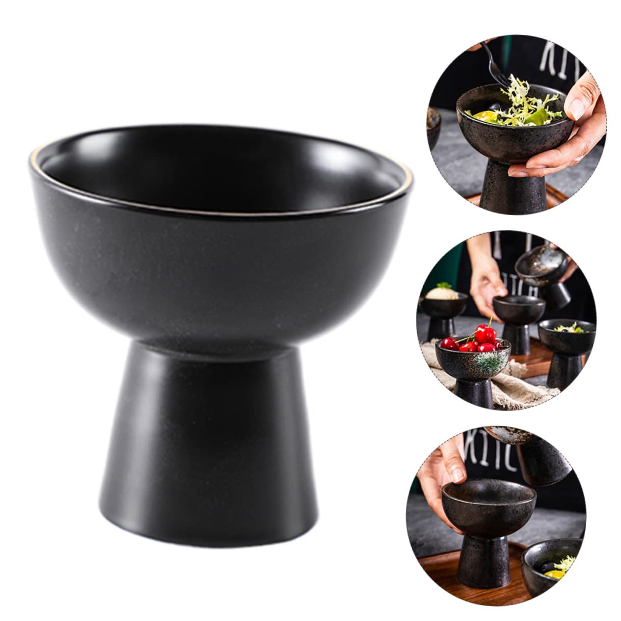 ABOOFAN 3 Pz Coppa dei ricci di mare ciotole per servire snack torta giapponese ice cream gelatto gelato coppette gelato coppa gelato in ceramica tazza da dessert in ceramica Black