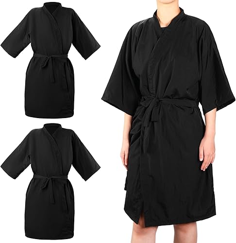 Bata de salón de 2 piezas para clientes, bata de peluquería impermeable, capa de salón, Negro -