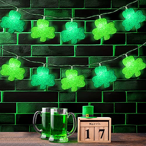 Enhon Easter Egg Lights String, 10.5 ft Multi Colored Easter Pastel Lights, Egg String Lights for Easter, Party, Fireplace, Mantels, Entrance, Home Decorations, End to End Connected (Shamrock)