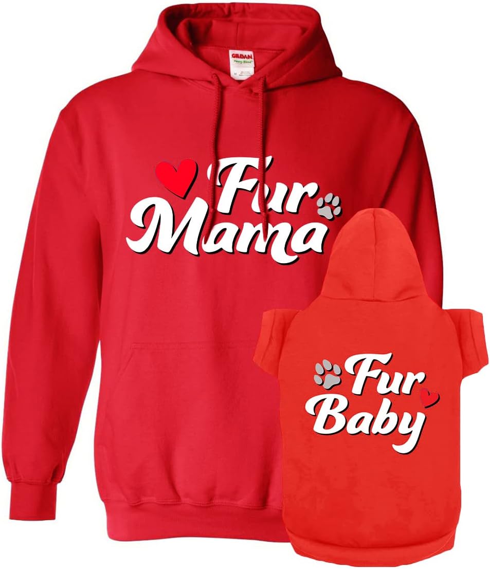 Matching Hoodies for Dogs and Humans - Fur Mama Fur Baby Dog or Cat - Soft Dog Sweatshirt Set - Premium Hoodie is a Great Gift for Christmas, Thanksgiving, Hanukkah, New Years