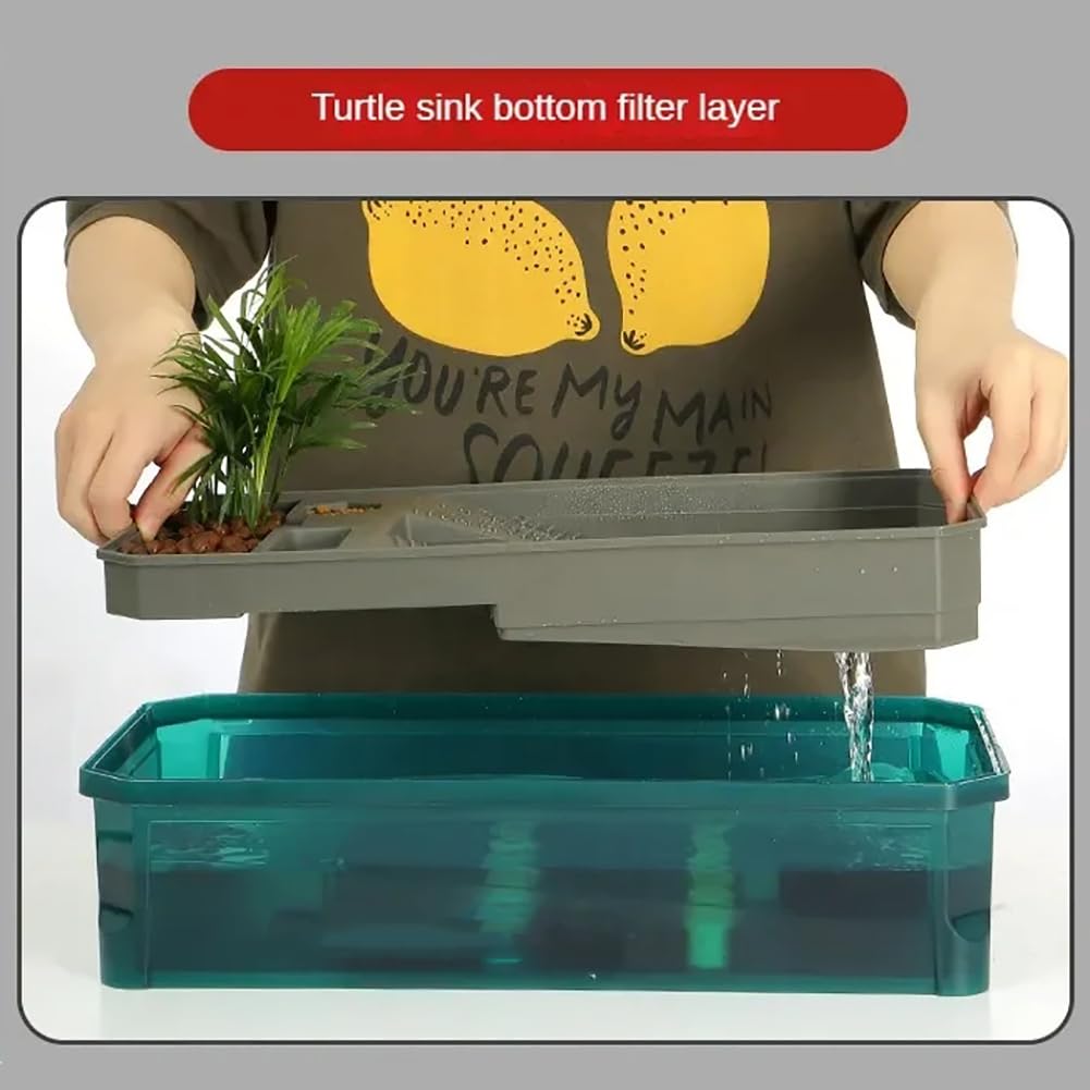 Acuario De Tanque De Tortuga, Caja De Alimentación para Tortugas, Plataforma De Acuario De Tortuga con Sistema De Ducha, Acuario De Hábitat De Reptiles,White m