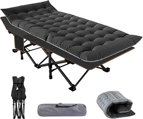 Miniatura 1 de NAIZEA Catres plegables para adultos, catre plegable con colchón, cama de campamento, catre portátil militar, catres de dormir Oxford de doble capa