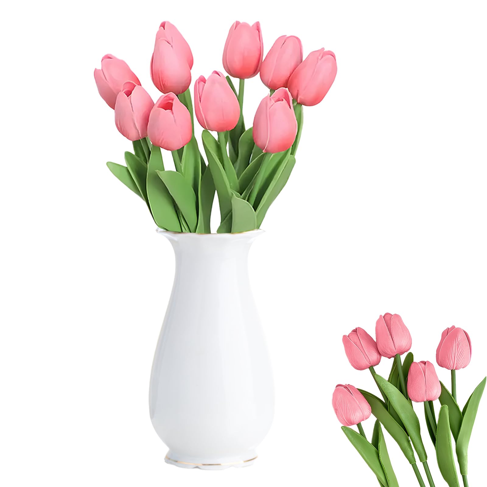 10 sztuk sztucznych tulipanów, jak prawdziwe, sztuczne tulipany lateksowe, naturalny kolor, delikatne płatki, nadają się do dekoracji domu, na imprezę, do biura lub do florystyki "zrób to sam"