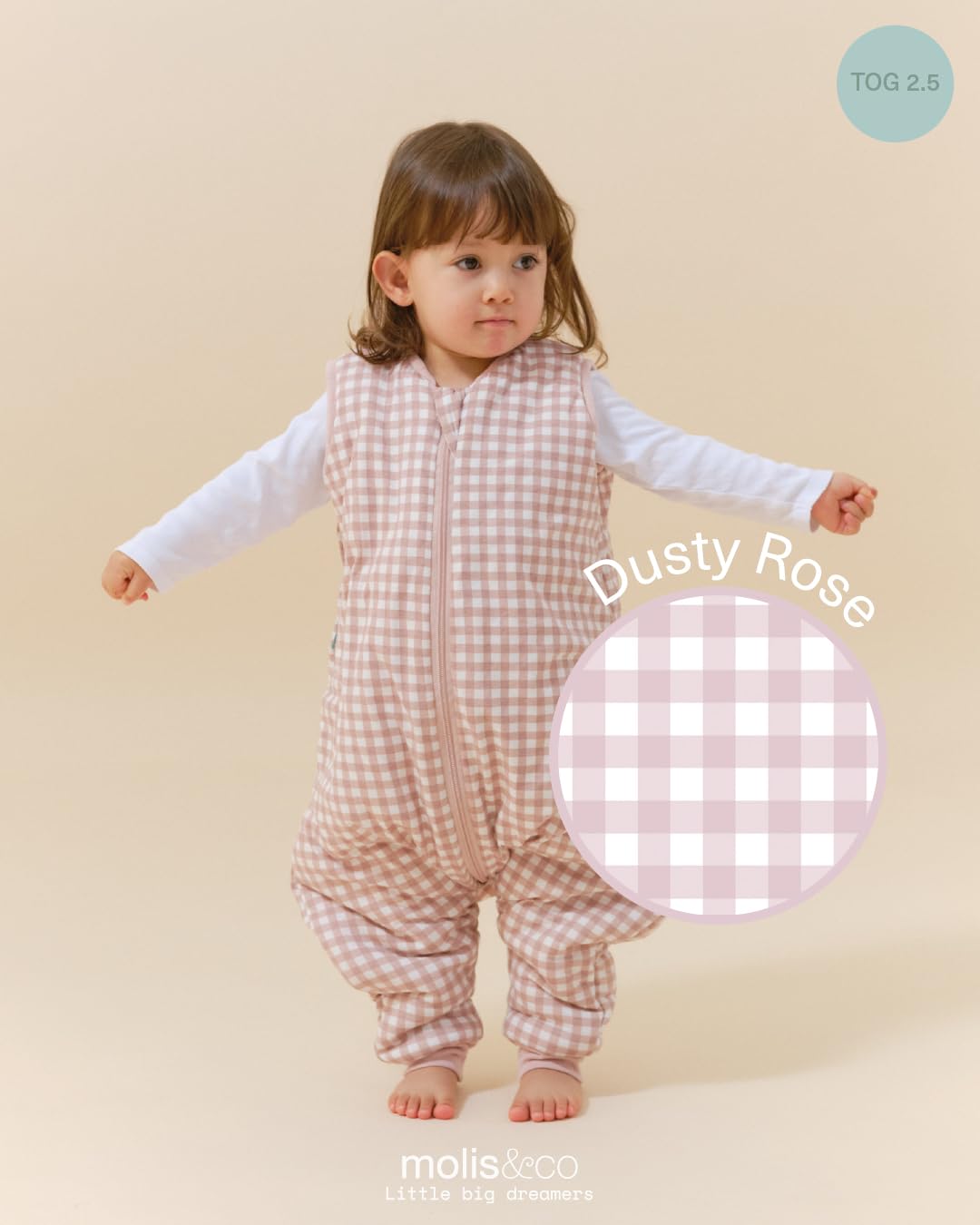 molis&co - Baby Schlafsack mit Füßen 2.5 TOG - Ganzjahres Schlafsack - Babyschlafsack mit Beinen
